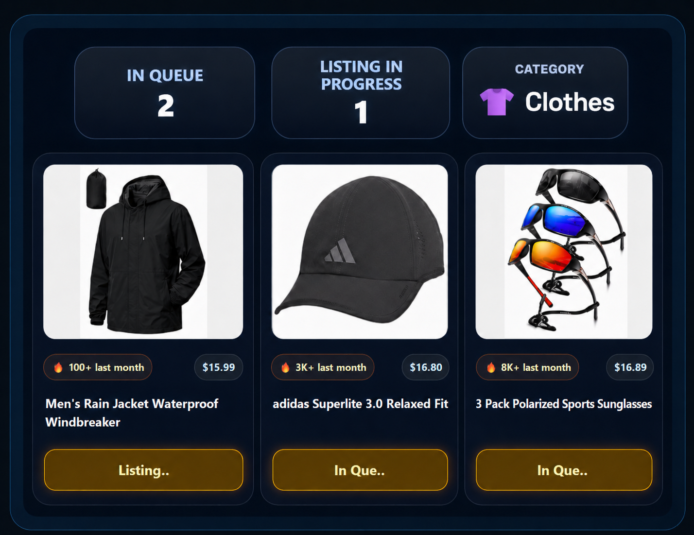 Multiple products queued and listing at once inside ListForge