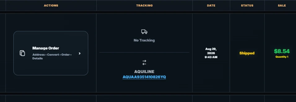 ListForge order actions, tracking, date and sale status