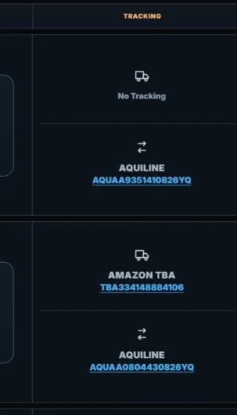 ListForge tracking column showing converted Aquiline tracking